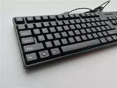Teclado com fio USB com 104 teclas, teclado de jogo, computador, espanhol, francês, russo, árabe, letra na internet