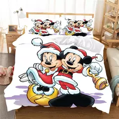 Natal mickey minnie jogo de cama capa edredon fronha casa têxtil roupa crianças presente cama king size conjunto na internet