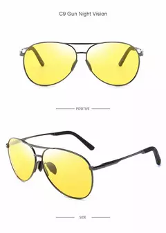 Óculos polarizados para aviação com armação Metail para homens, óculos de sol com mudança de cor, masculino Day Night Vision Driving