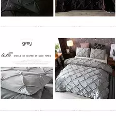 Pinch plissado conjuntos de cama de poliéster, Black Duvet Cover Set, Bedclothes King Size, Luxo Home and Hotel Use, sem enchimento, sem folha, 2 pcs, 3pcs - loja online