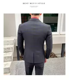 Imagem do Conjunto de vestido de noiva xadrez slim fit masculino, blazers, jaqueta, calças, calças, casaco, terno, design estilo masculino, moda, 2 peças