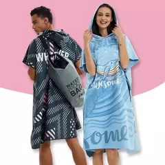 HOTMANGO-Toalha Poncho de Microfibra, Traje Surf Beach, Roupete de Banho com Capuz, Atividades Impermeáveis, Homens e Mulheres Adultos