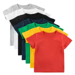 T-shirt de algodão liso para crianças, tops para crianças, meninos e meninas, bebê criança, garotada roupas em branco sólido, branco e preto, crianças manga curta tees, 1 a 8 anos, verão respirável uniformes escolares - loja online