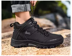 Botas de neve de couro impermeáveis masculinas, super quentes, ao ar livre, caminhadas, trabalho, sapatos de viagem, inverno, tamanho 39-47 na internet