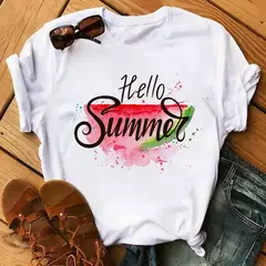 Imagem do Camiseta branca estampada com frutas engraçadas para mulheres, estampa Kawaii Banana, camiseta Harajuku, manga curta, camiseta, moda