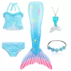 Novas crianças a pequena sereia caudas crianças memaid maiô biquíni traje de halloween feminino pode adicionar monofin para piscina - loja online