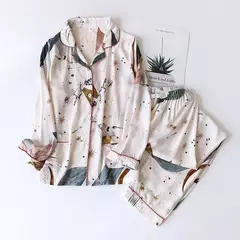 Pijama de manga comprida para senhoras, pijamas, pijamas femininos, 100% viscose, plus size, 3XL, novo para primavera e verão - comprar online