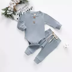 Conjunto de bodysuits de manga comprida e calças elásticas para bebé, com nervuras, xadrez, roupa sólida, infantil, recém-nascido, menina, menino, primavera, outono, 2 peças na internet