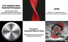 Tsar bomba tonneau relógios masculinos cristal de safira relógio de pulso vermelho à prova dwaterproof água cronógrafo data luxo presente natal para homem