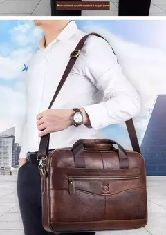 BULLCAPTAIN Maleta Ombro Messenger Bags dos homens de couro genuíno de 14 polegadas Laptop Bag Maleta dos homens Office Business Handbag