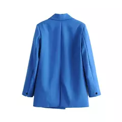 Imagem do TRAF-Blazer de trespassado feminino, gola entalhada, manga comprida, chique, senhora do escritório, casaco vintage, casacos femininos, tops elegantes, moda