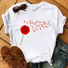 Maycaur-camiseta estampada dente-de-leão fofa para mulheres, camiseta estampada gráfica dos desenhos animados, camisa branca casual para senhoras, camiseta nova e engraçada