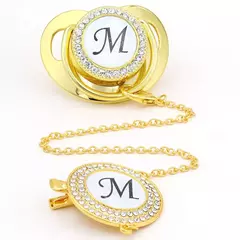 Bebês Ouro Silicone Chupetas, infantil Bling Mamilo, 26 letras iniciais, Luxo, Adulto, sem BPA - loja online