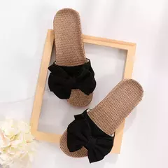 Imagem do Glglgege-Slides casuais de verão feminino, chinelos de linho confortáveis, chinelos de linho listrado, sandálias plataforma, sapatos para senhoras