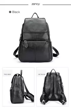Mochila Zency-Anti-Roubo de Couro Feminina, Mochila de Grande Capacidade, Bolsa Designer de Viagem, Couro Branco, Qualidade, Elegante, A ++