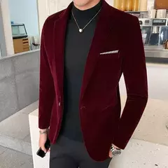 Blazer de veludo dourado masculino, terno slim fit, jaqueta casual, traje de cantor noivo, vestido de noite formal de alta qualidade, moda outono e inverno - loja online