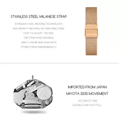 Relógio de aço inoxidável retangular para senhoras, estilo simples nórdico, quartzo japonês, moda movimento, malha, pulseira prateada, cinto, ultrafino - comprar online