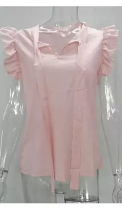 Mulheres verão elegante babados sem mangas polka pot laço até laço laço blusas e camisas casual oversize topos sexy pulôver túnica na internet