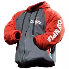 Moletom casual de algodão para musculação masculino com capuz com zíper, roupas esportivas para ginástica, top coat masculino, marca de moda OLYMPIA, 2021 - Wolf Magazine