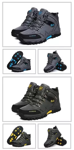 Botas de neve de couro impermeáveis para homens, tênis super quentes, botas de caminhada ao ar livre, sapatos de trabalho, marca de inverno, tamanho 39-47 na internet
