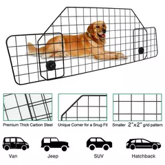 Imagem do Portão grande ajustável do cão, Pet Animal Safety Fence, Iron Mesh Guard Barrier para o tronco do carro, Partition Grid, 90.5-113cm de largura