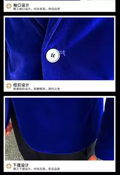 Blazer de veludo dourado masculino, terno slim fit, jaqueta casual, traje de cantor noivo, vestido de noite formal de alta qualidade, moda outono e inverno