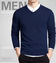 Suéter de algodão masculino manga longa pulôveres outwear masculino gola v blusas da moda de marca solto fit roupas de tricô estilo coreano na internet