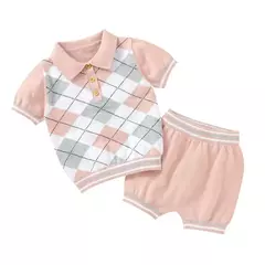 Tops e calças de manga curta para bebê, criança, meninos, roupas de meninas, roupas recém-nascidas, roupas infantis, verão, moda, 2pcs, 0-18m - loja online