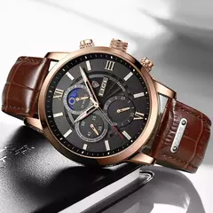 LIGE-Relógio de quartzo de couro de luxo masculino com caixa, impermeável, relógio, casual, marca de topo, novo, 2022 - comprar online