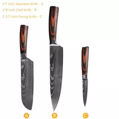 Sharp Japonês Chef Faca Set, Facas de Cozinha, Laser Damasco Padrão, Cleaver Slicing Utility, Santoku, 1-10 Pcs na internet