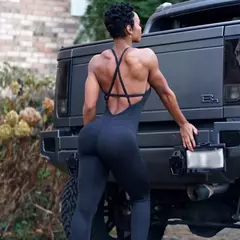 Imagem do Macacão esportivo feminino, macacão fitness, roupas de ioga, roupas esportivas, roupas de ginástica, roupas esportivas, terno azul, 2021