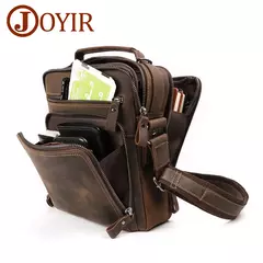 JOYIR-Bolsas vintage de couro genuíno para homens, bolsa de ombro pequena, bolsas casuais do escritório, bolsa tiracolo, nova moda na internet