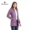 Santelon mulheres longo parka quente para as mulheres ultraleve casaco casaco acolchoado puffer com capuz destacável roupas outwear leve