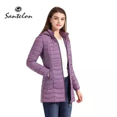 Santelon mulheres longo parka quente para as mulheres ultraleve casaco casaco acolchoado puffer com capuz destacável roupas outwear leve
