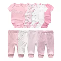 Conjuntos de roupas de algodão unissex para bebê recém-nascido, bodysuits e calças, desenhos animados, manga curta, bebê menino e menina, 6 unid, 9 unid, 10 unid - Wolf Magazine