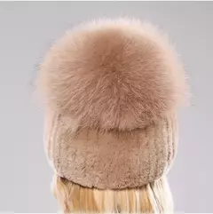 Real Genuine Fox Fur Gorros Chapéu para Mulheres, Pele de Coelho Rex Natural Boné de Caveira, Chapéus de malha para meninas, inverno, estilo russo, novo - comprar online