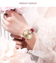 Curren-Relógios de pulso quartzo de couro de luxo feminino, marca relógio para senhoras, charme relógio mostrador flores - comprar online
