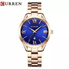 Curren-relógio das mulheres, estilo retro, impermeável, aço, quartzo, presente de Natal, 9007 - comprar online