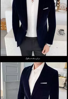 Blazer de veludo dourado masculino, terno slim fit, jaqueta casual, traje de cantor noivo, vestido de noite formal de alta qualidade, moda outono e inverno - loja online