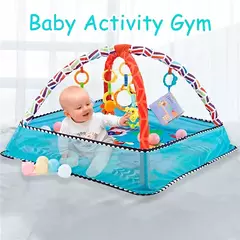 Imagem do Quadro de fitness do bebê rastejando cobertor jogo multifuncional esteira educacional cerca rastejando cobertor infantil iluminação brinquedos