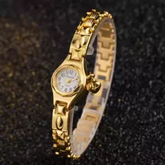Imagem do Simples elegante pequeno relógios femininos marca de luxo ouro relógios de pulso para senhoras relógios de quartzo para meninas montre femme