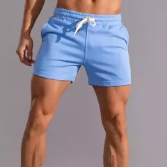 Shorts casuais masculinos de corrida, bolsos laterais, shorts com zíper 100% algodão, alta qualidade, moda ao ar livre, novo, verão