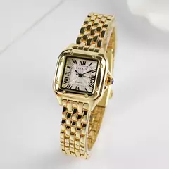 Relógio de pulso quartzo quadrado feminino, relógio prata simples, pulseira de aço, marca clássica, 2021 - comprar online