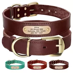 Colar de cão de couro personalizado personalizado pet tag coleiras coleiras de cão macio gravado id tag para cães grandes pitubull pastor alemão na internet
