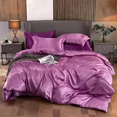 Monocromático Rayon Satin Conjunto de cama, luxo Kit Duvet Cover, Twin Queen e Cama King Size, 2PCs, 3PCs, 4PCs - comprar online