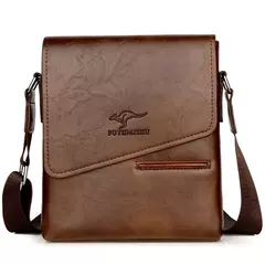 Sacos mensageiro de couro canguru para homens, bolsa tiracolo casual, bolsa de ombro masculina pequena, marca de luxo, verão