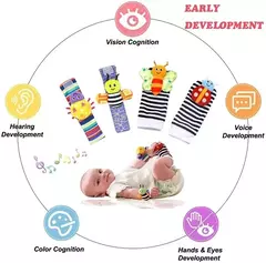 Brinquedos chocalho dos desenhos animados do bebê, brinquedos macios do luxuoso, conjunto chocalho do pulso do pé, desenvolvimento recém-nascido, brinquedos educativos para crianças, 0-24 meses - loja online