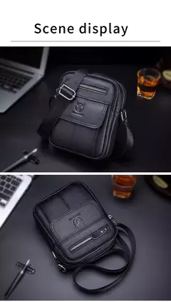 Bolsa de Ombro Casual Masculina Bullcaptain, bolsa mensageiro de negócios, mini bolsa de couro de vaca de alta qualidade, bolso de grande capacidade