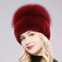 Real Genuine Fox Fur Gorros Chapéu para Mulheres, Pele de Coelho Rex Natural Boné de Caveira, Chapéus de malha para meninas, inverno, estilo russo, novo - comprar online