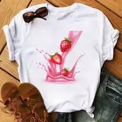 Imagem do Camiseta branca estampada com frutas engraçadas para mulheres, estampa Kawaii Banana, camiseta Harajuku, manga curta, camiseta, moda